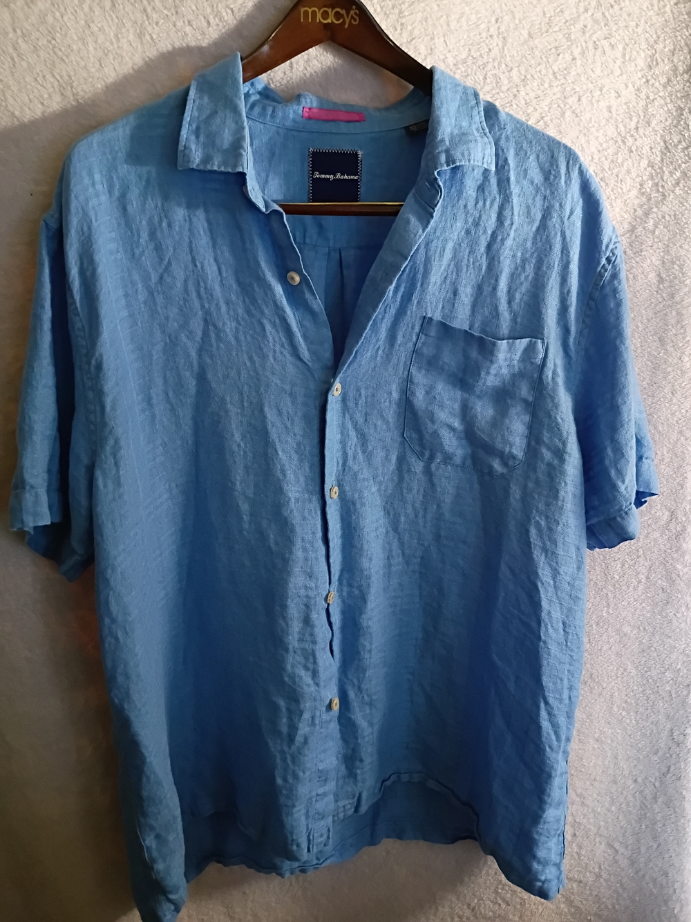 Tommy Bahama Light Blue Linen Button-Down Short Sleeve Shirt